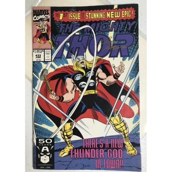 Comic #433 Marvel 1991 ERIC MASTERSON BECOMES NEW THOR Signed by Ron Frenz - Picture 9 of 10